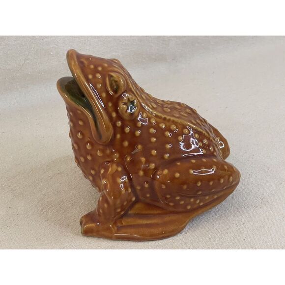 Vintage Italian Frog Coin Bank Mr Toad Pottery Ceramic Majolica Glaze Money Bank - Picture 1 of 15